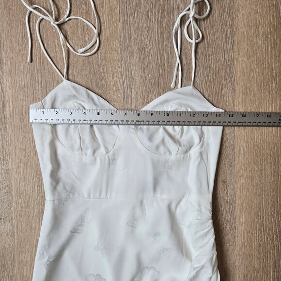 Lulus Wishing on Love White Satin Jacquard Midi Dress Small New With Tags $69 - Picture 7 of 15